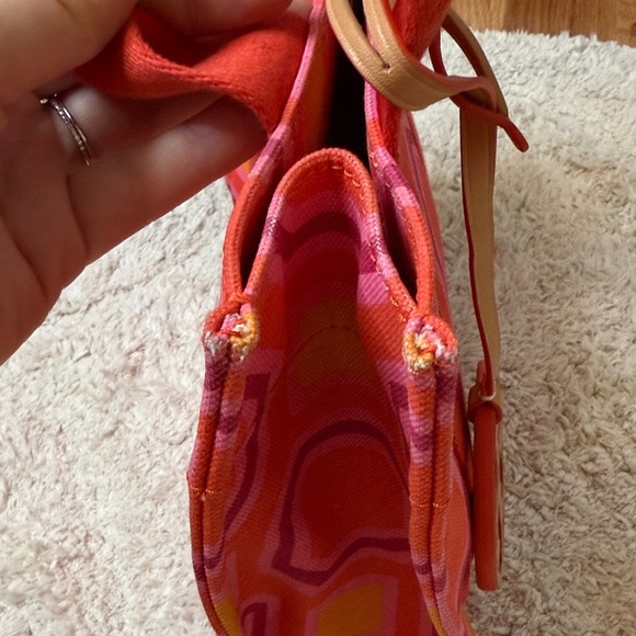 Tory Burch 🛑 Octagon Mini Pink and Red Tote - Picture 4 of 9